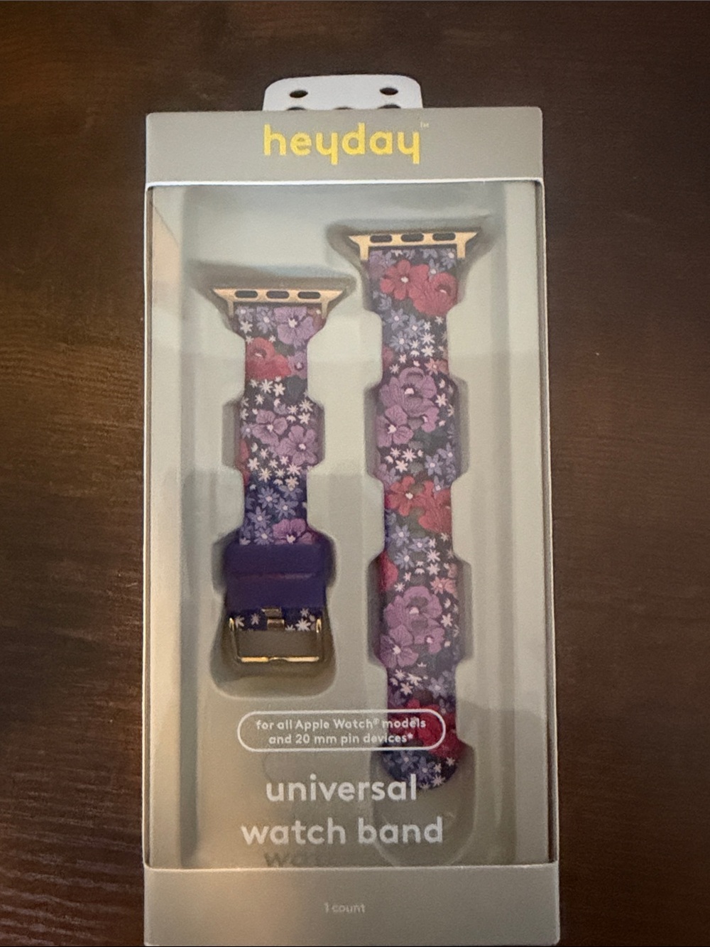 heyday Purple Floral Universal Watch Band with Gold Hardware